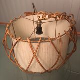 Suspension en rotin vintage