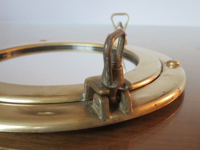 Mirror window in brass 70s - 29cm