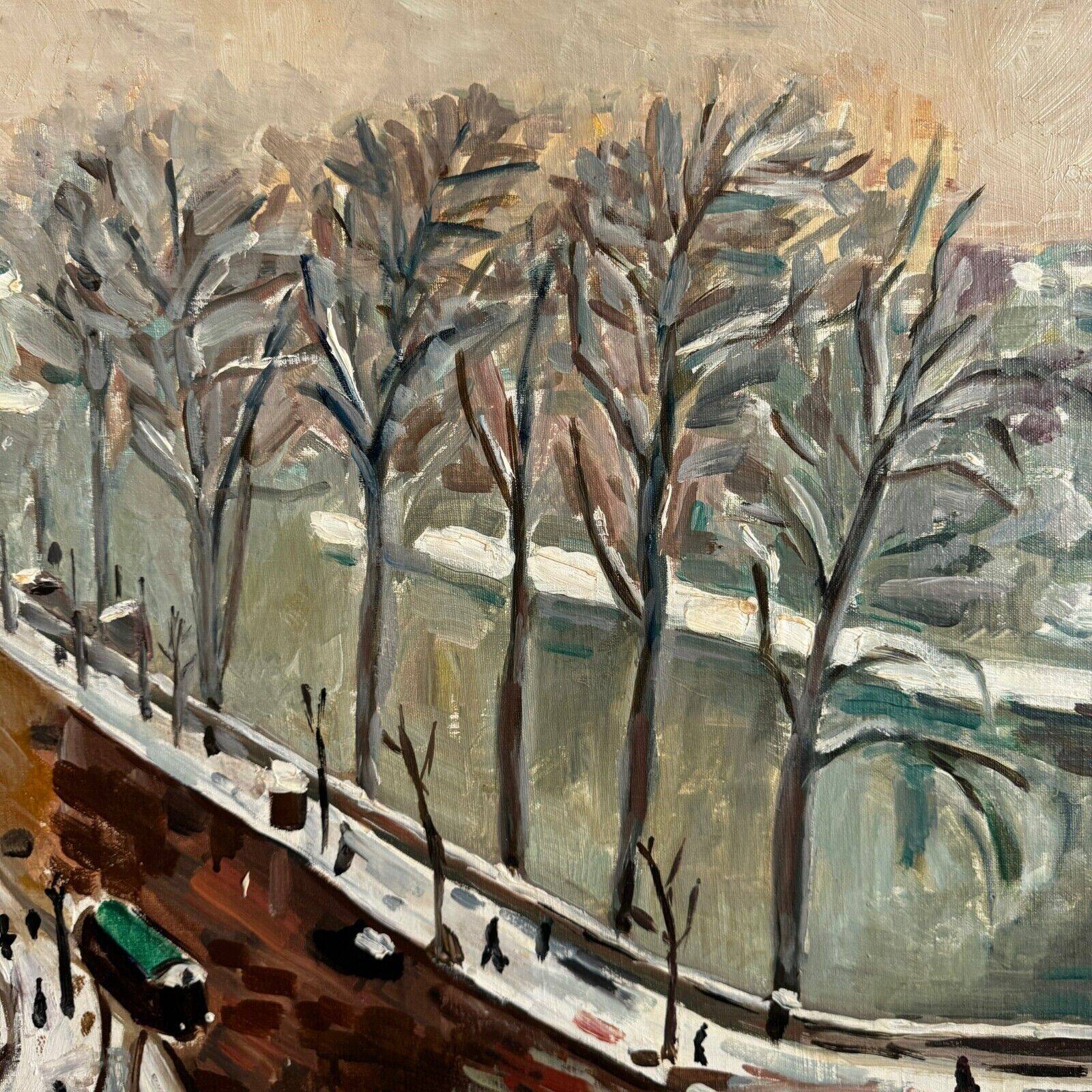 Oil on canvas boulevard scene in Paris 20th century in the style of Marquet