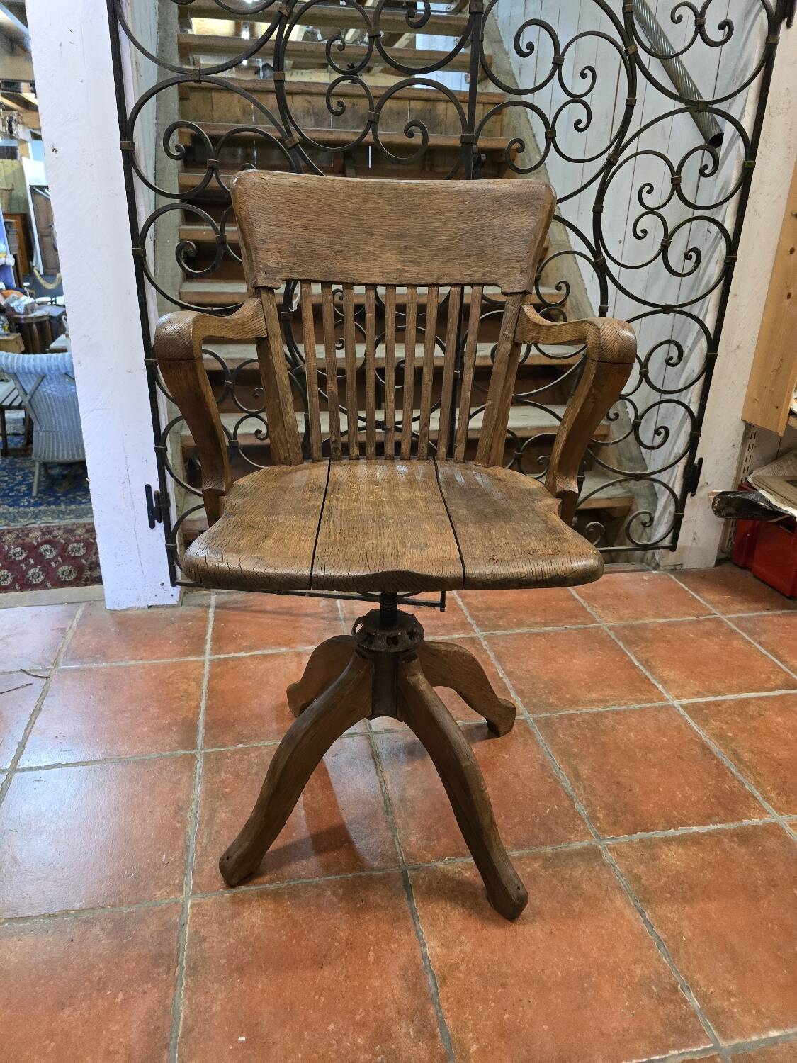 American oak office armchair