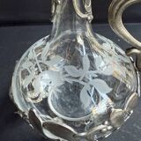 Ewer – Engraved glass and silver-plated metal – Mistletoe decoration