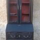 Louis XV style scriban bookcase in black and Basque red patinated cherry wood