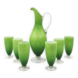 Ensemble carafe et 6 verres rétro, Murano, années 1960