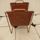 Vintage leather and brass magazine rack – Modernist design 1960s/70s