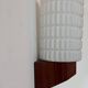 Pair of vintage wall lights, teak and opaline, Philips Netherlands 1950