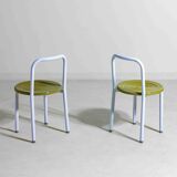 Set of four Italian postmodern metal chairs with sculpted seats, 1980s