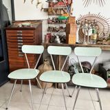 Set of 3 green Formica chairs
