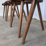 Ensemble de 4 chaises de salle à manger Windsor vintage : en bois des années 50 / STOL Kamnik