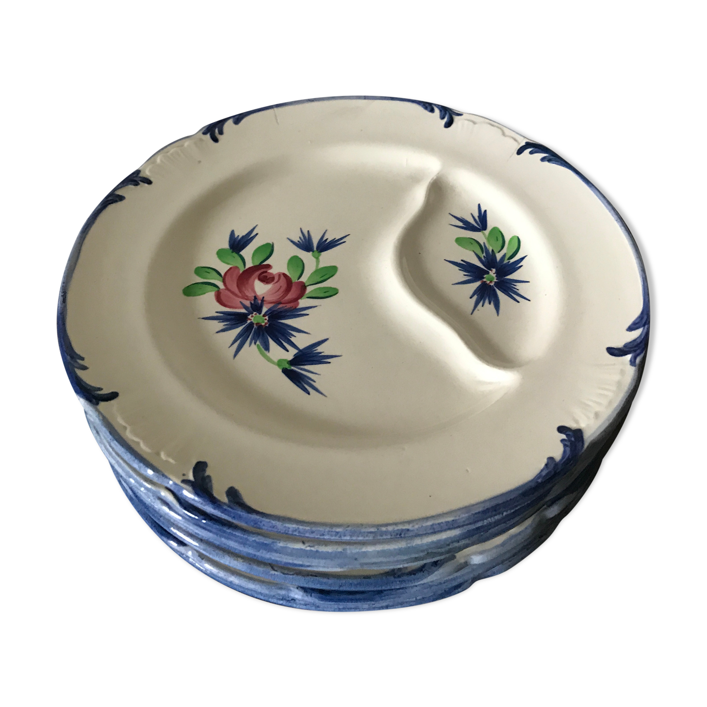 7 plates Longchamp Brehat Model Chardons