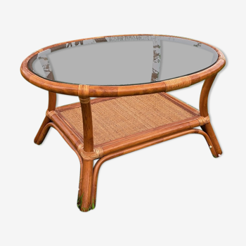 Table basse en bambou et rotin