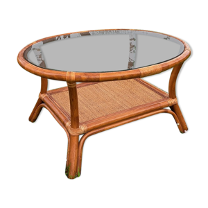 Table basse en bambou et rotin