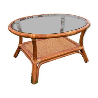 Table basse en bambou et rotin
