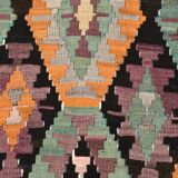 5x7 Green & Purple Geometic Persian Kilim Rug, 162x218Cm