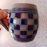 Lot 6 chopes - Grès d'Alsace - Damier bleu cobalt - Betschdorf V. SHMITTER