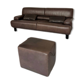 Ancien canapé et pouf cuir de buffle design de sede n'18 des années 80
