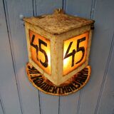Antique Soviet exterior house sign road sign and street lamp lantern in toleware C1940 Industrial