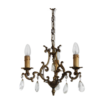 Bronze chandelier 3-branched pampilles