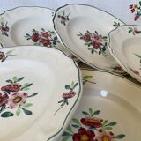 6 old soup plates, Sarreguemines, Amazona model, 1910