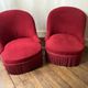 Paire de crapauds Napoléon III en velours rouge, XIXe