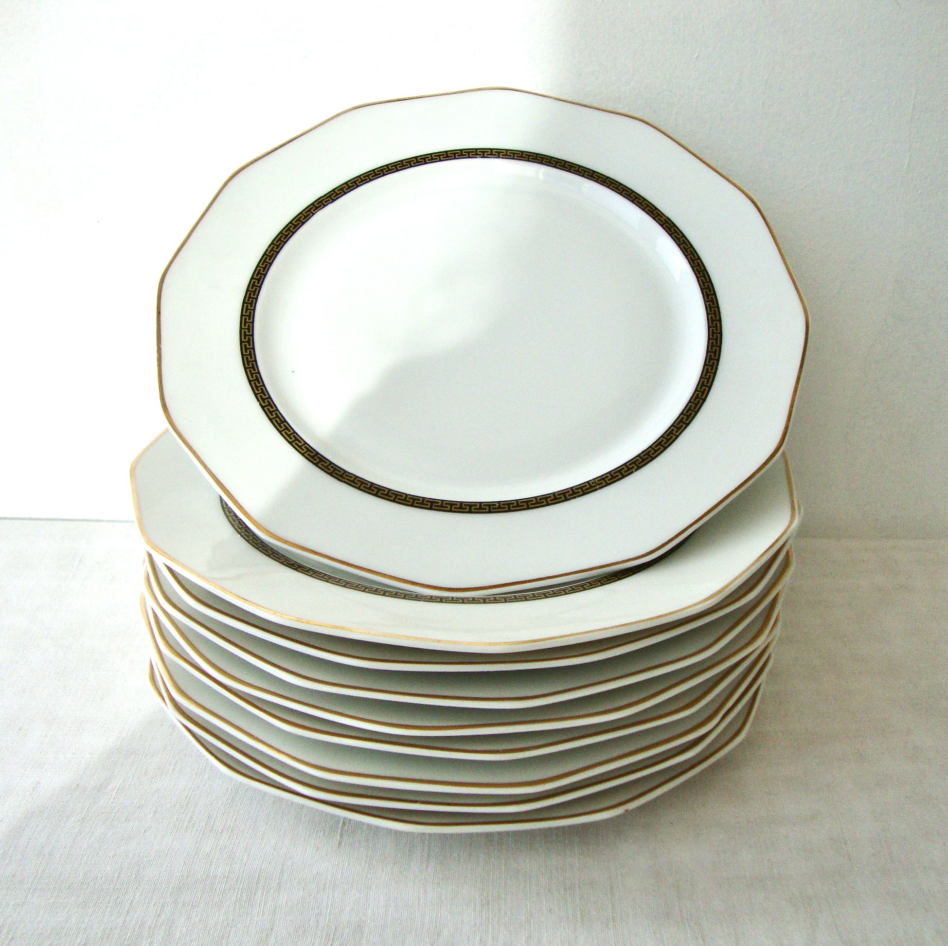 Set of 9 Limoges porcelain dessert plates