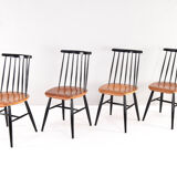 Four Mid Century Scandinavian Modern Fanett Dining Chairs by Ilmari Tapiovaara