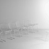 Set of 7 white coated wire chairs by Harry Bertoia for Knoll, 1970s