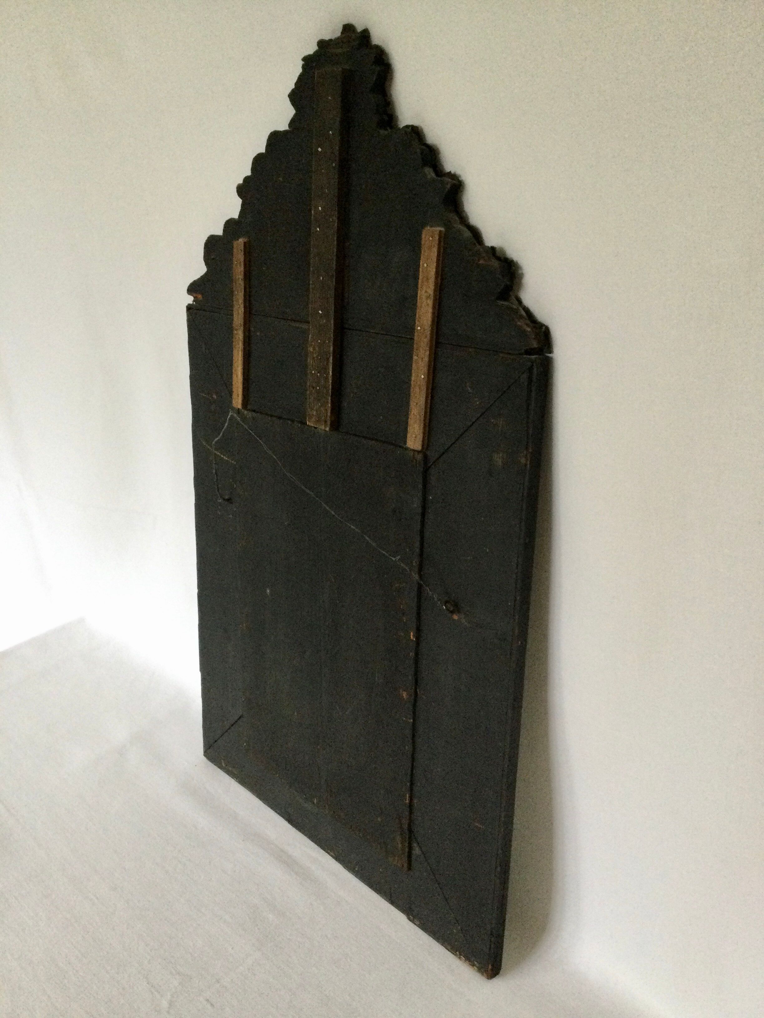 19th century embossed brass mirror with bead - 65x39cm