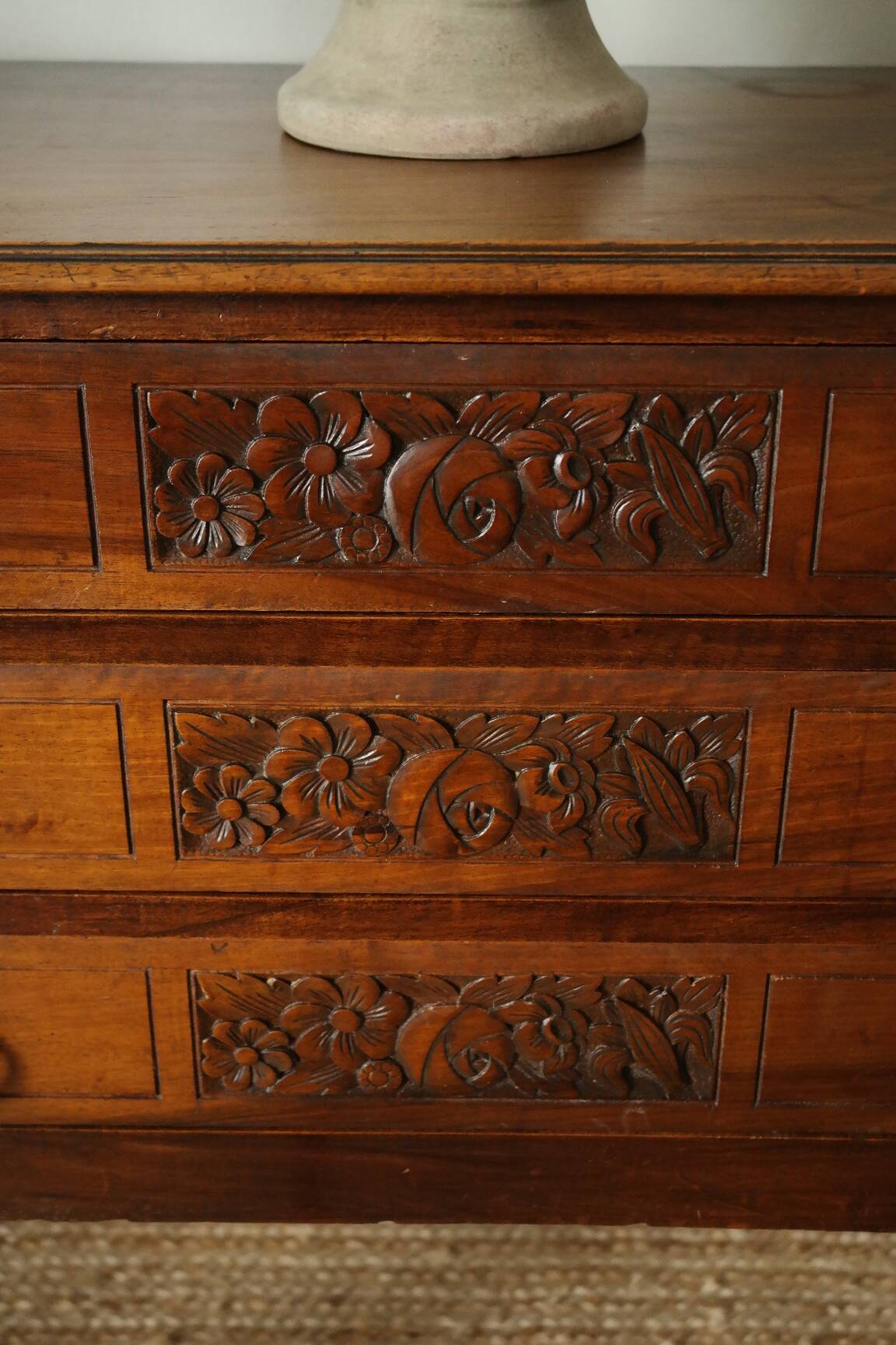 Solid walnut chest of drawers from the early 20th century.