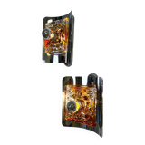 Pair of orange Murano Mazzega wall sconces, Italy, 1970s