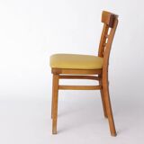 Vintage Beechwood Chair with Yellow Faux Leather Seat – 1960s/1970s Germany