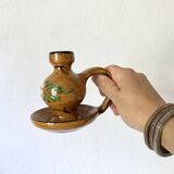 Ceramic thumb candle holder - floral decoration - Alsace