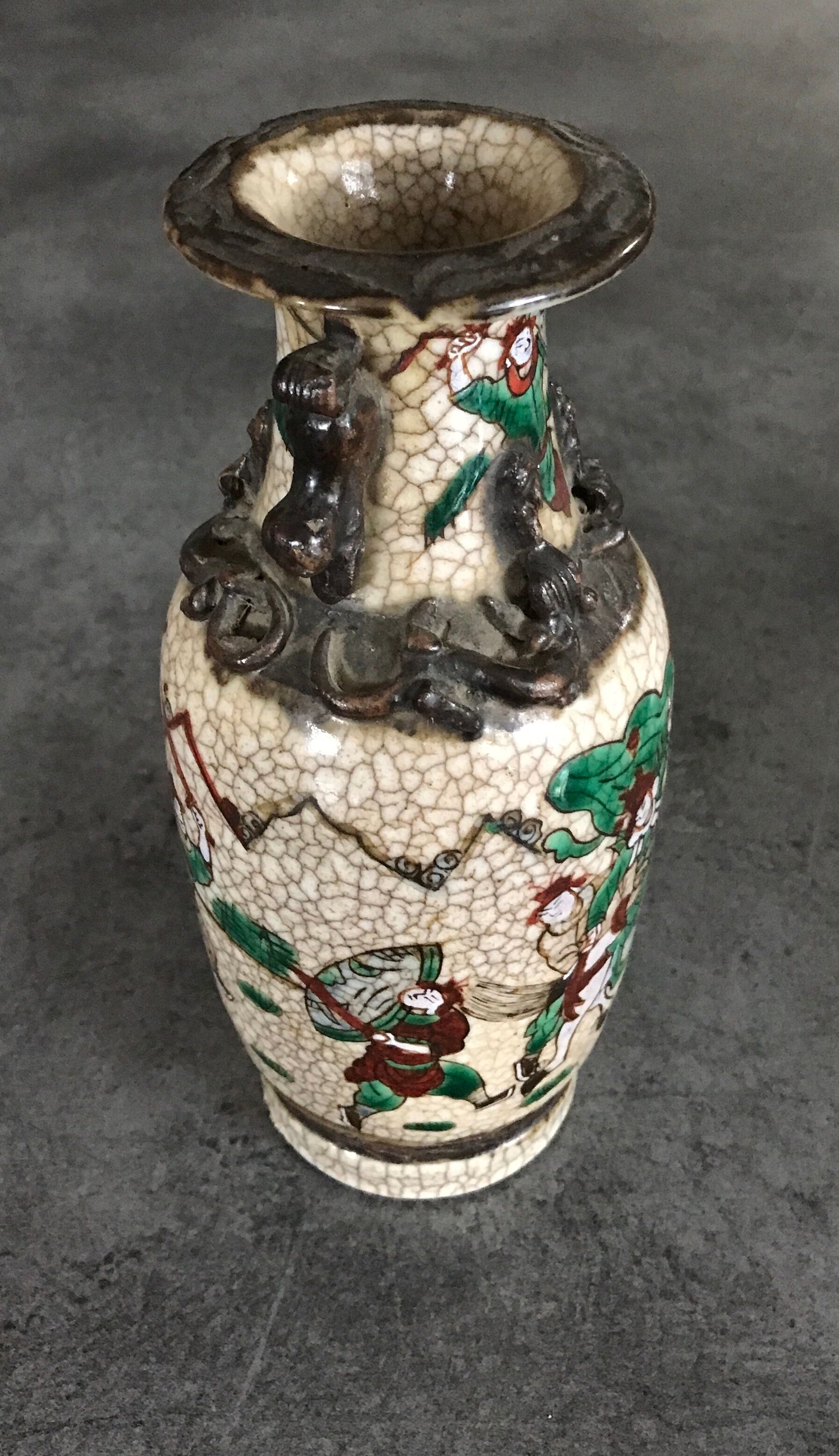 Vase ceramic canton of nanjing decoration of war scenes xixth