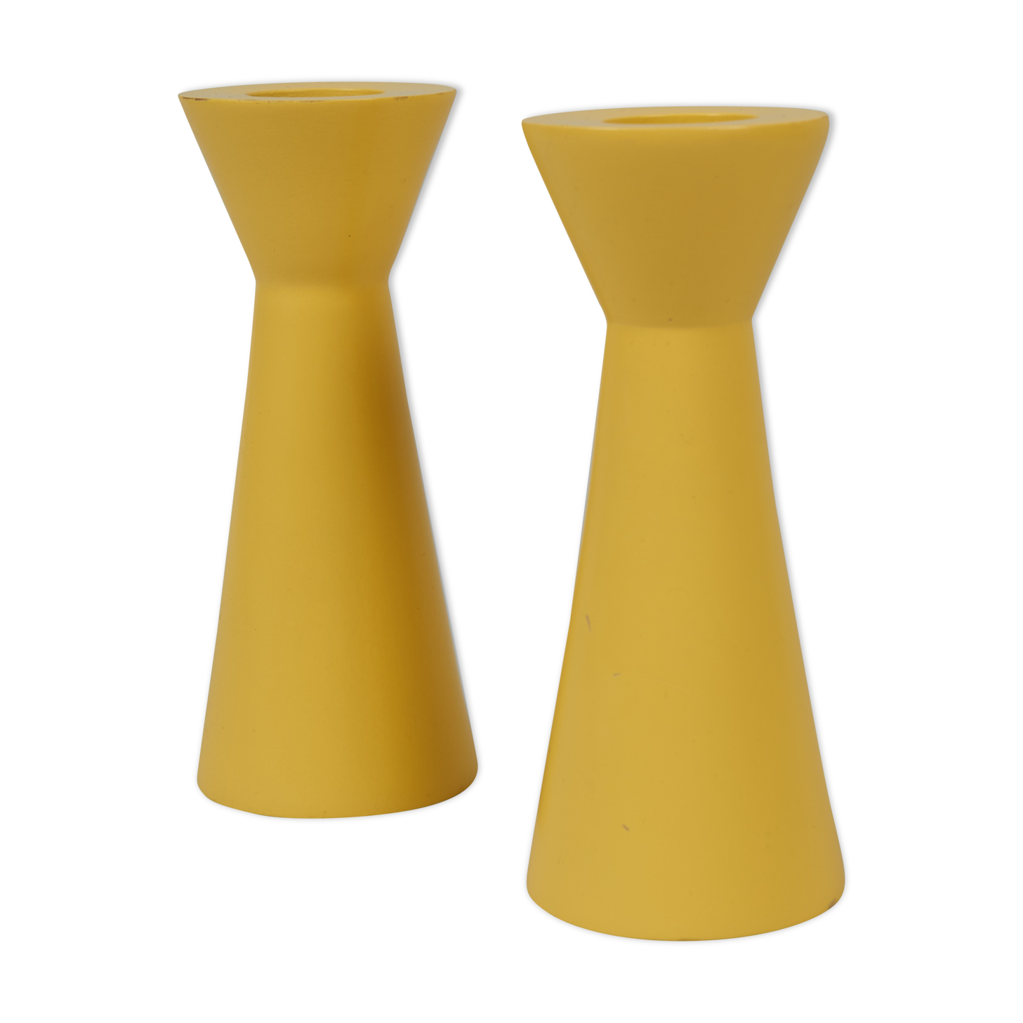 Pair of wooden candle holders