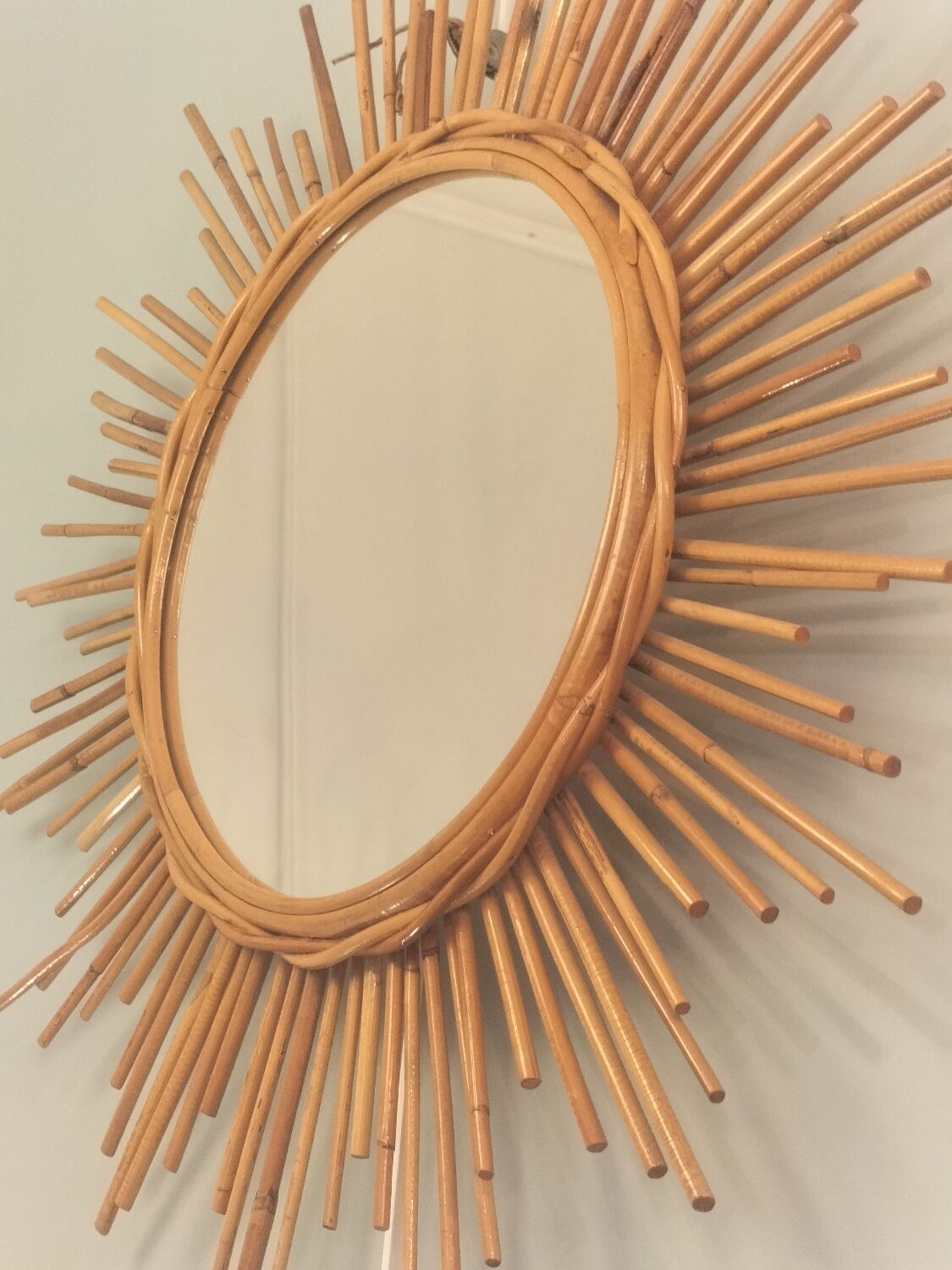 Miroir rotin année 1960