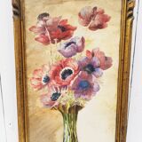 Watercolor bouquet of vintage Paul Marengo anemones