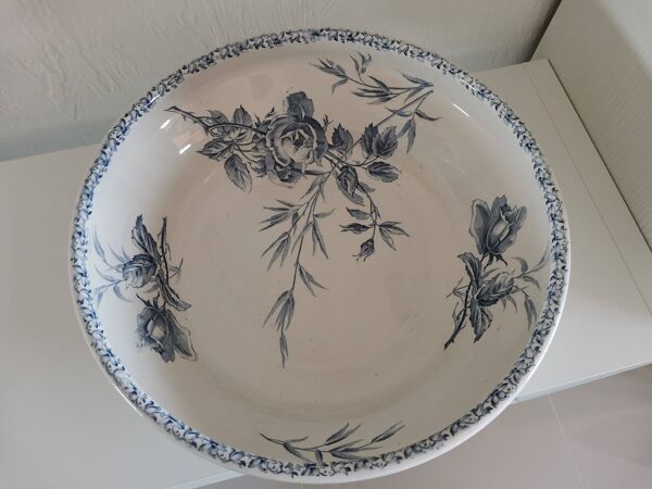 Grand plat creux faience de sarreguemines collection mai
