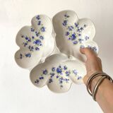 Plat 3 compartments en porcelaine Pillivuyt, fleurs bleues