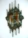 Large brutalist iron & ice Murano glass sconce / wall lamp, 1960s