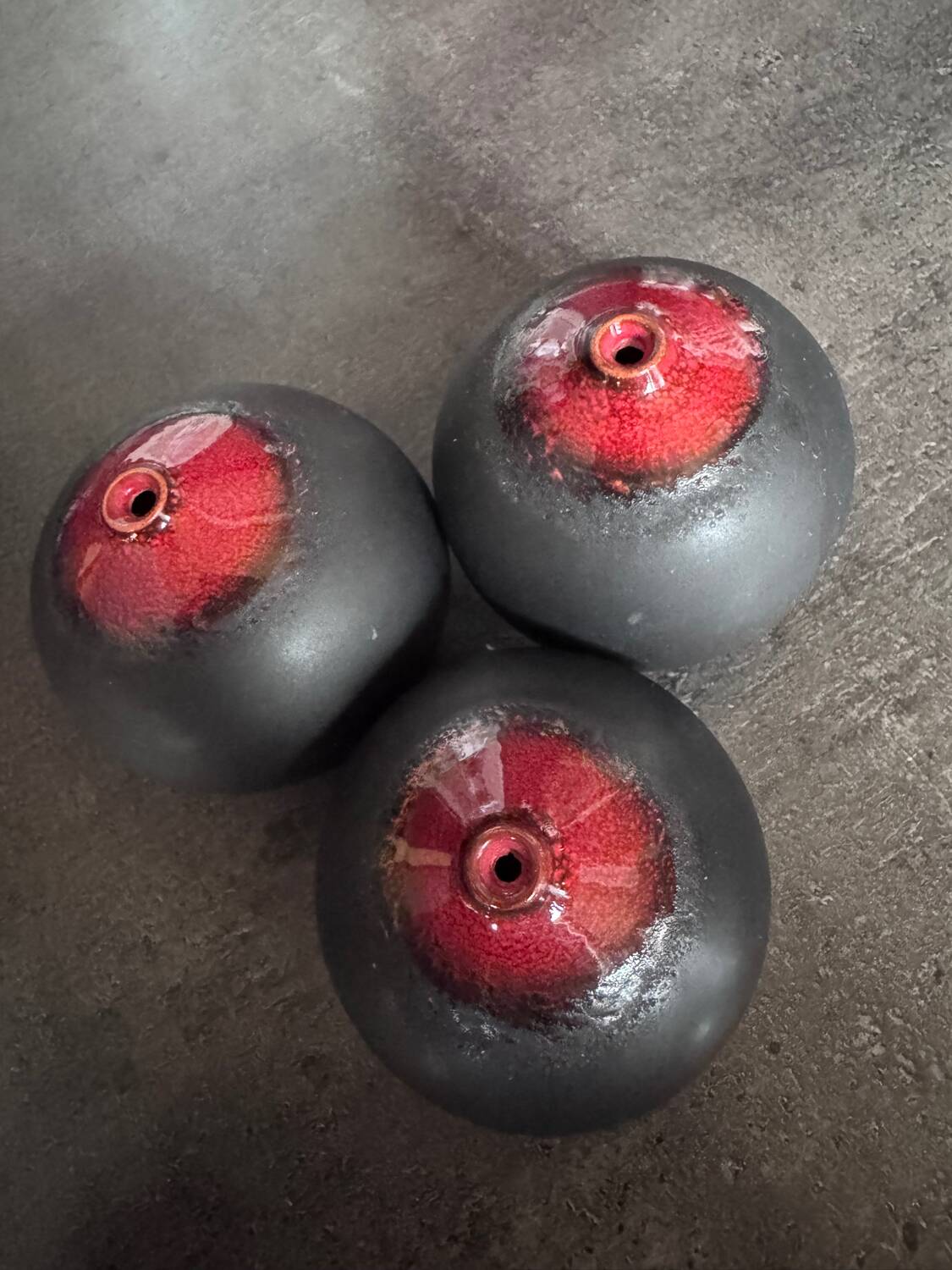 3 spherical soliflore vases by Antonio Lampecco
