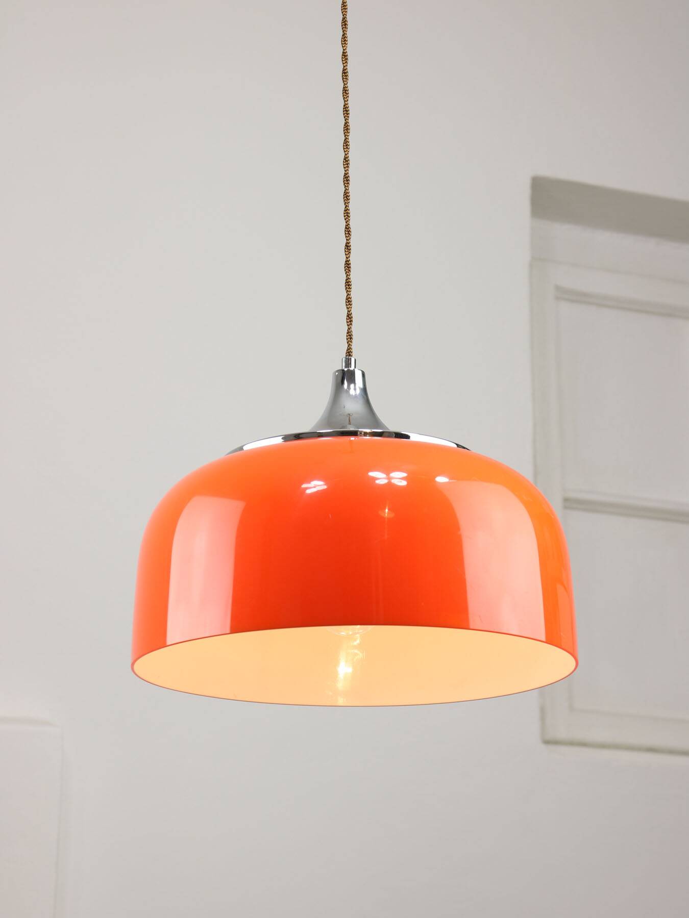 Space Age Orange Pendant Lamp from Guzzini, 1960s