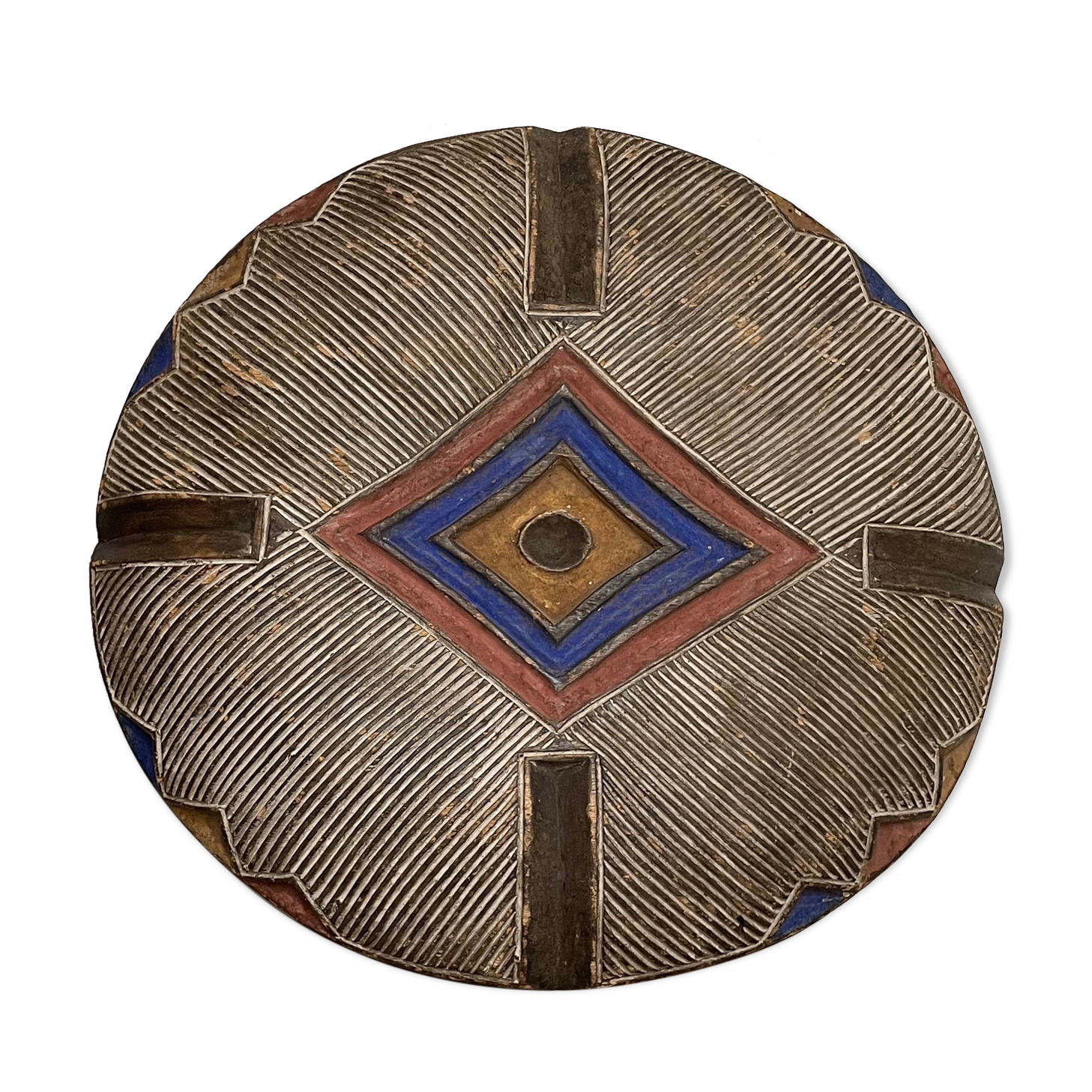 Round colored Bamileke shield ''AURA'