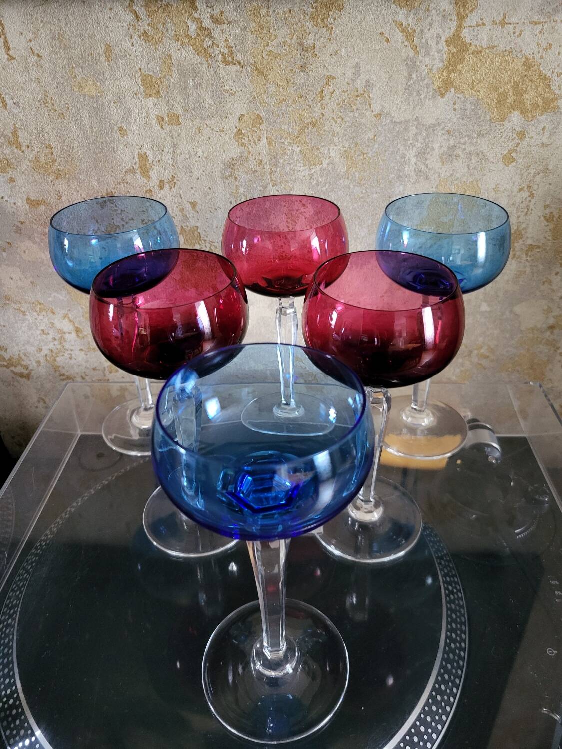 Six crystal wine glasses Val Saint Lambert model Saumur.