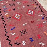 Handmade wool Berber rug: Moroccan Kilim Boho floor rug