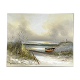 Seascape boat dunes of Sauveterre, Vendée - signature to identify, twentieth