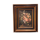 Oil on canvas by Henri Bonhotal - floral still life