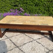 Vintage coffee table in rosewood and ceramic.