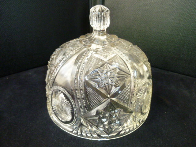 Antique cheese clocha in molded pressed glass