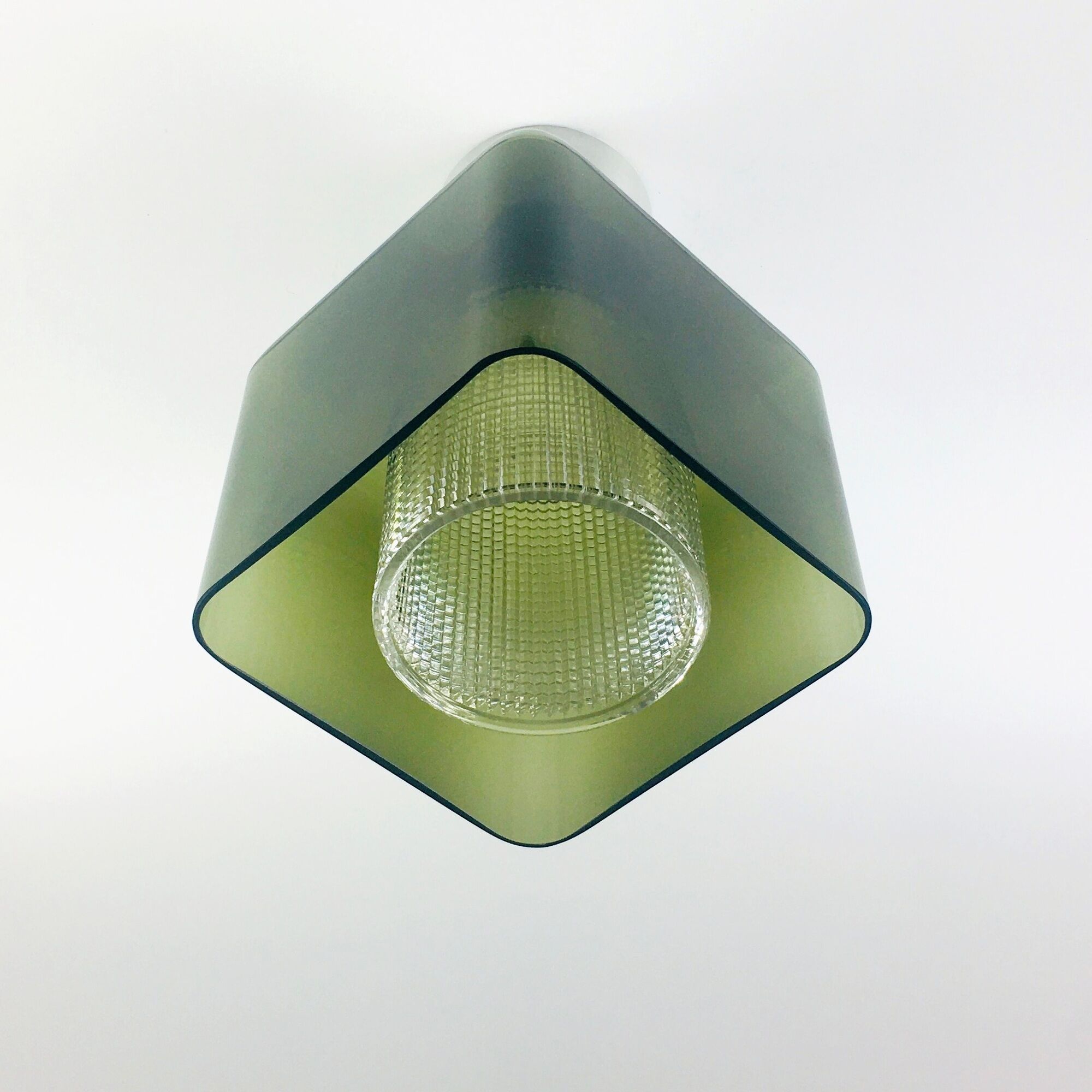 Mid century green glass ceiling light by Carl Fagerlund for orrefors, sweden, 1960s