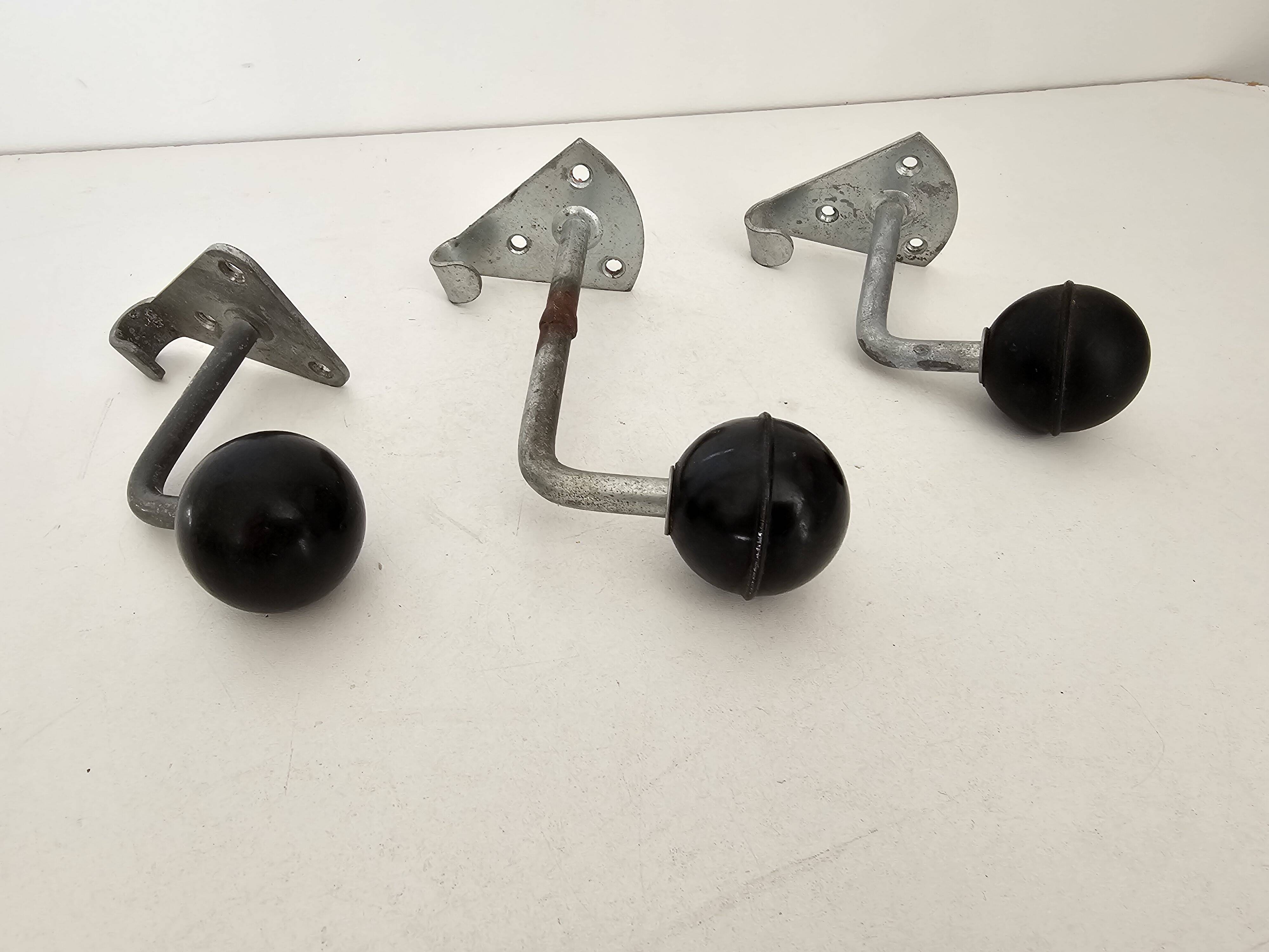Set of 3 Coat Hooks - School Cloakroom Hooks in Zinc-Coated Steel