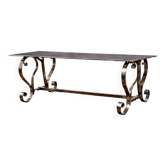 Riveted metal industrial coffee table, Jansen style